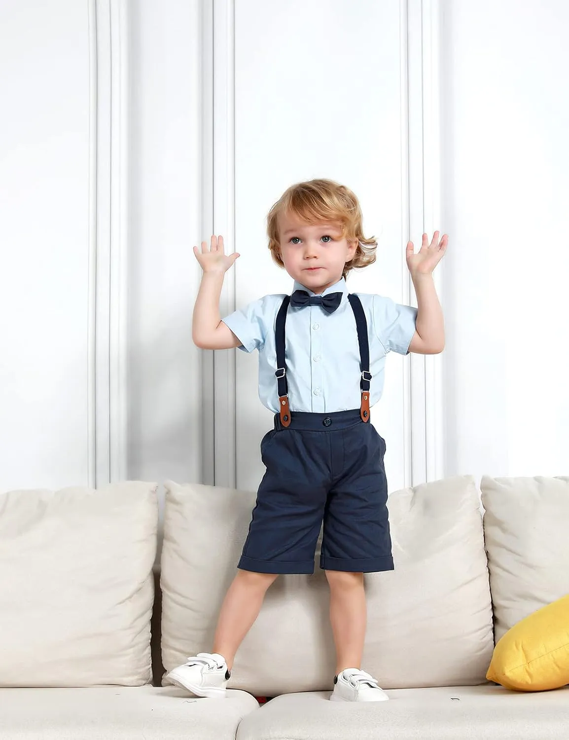 A&J DESIGN Baby Boys Gentleman Suit, 2Pcs Outfit Shirt & Pants