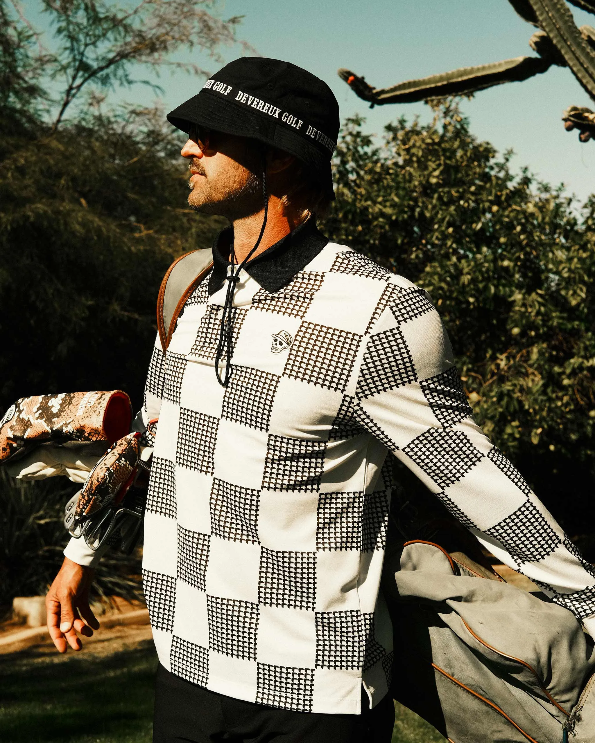 Back9 Checker Long Sleeve Polo