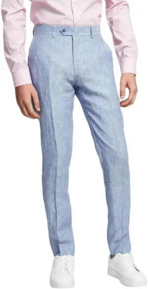 Bar III Men's Slim-Fit Linen Suit Pants (Blue, 30Wx32L)