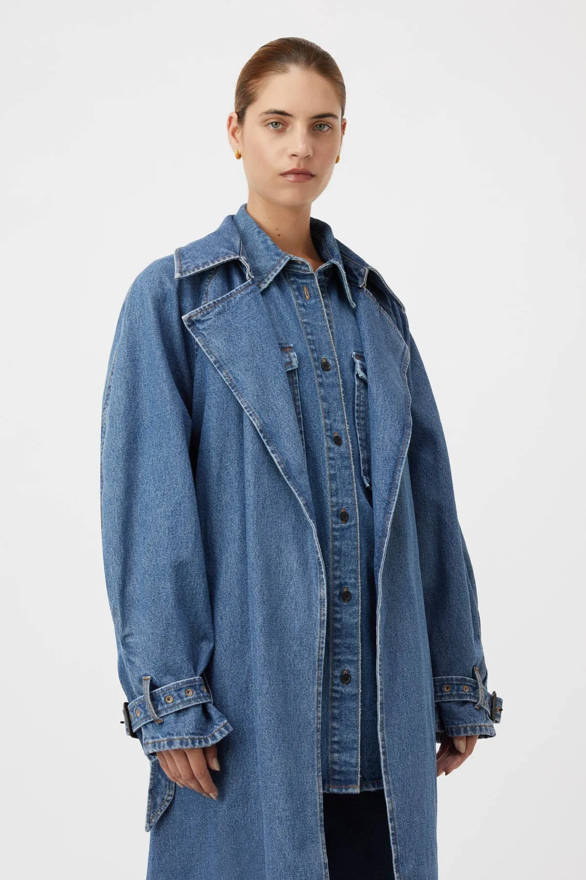Bea Denim Trench Coat Classic Blue