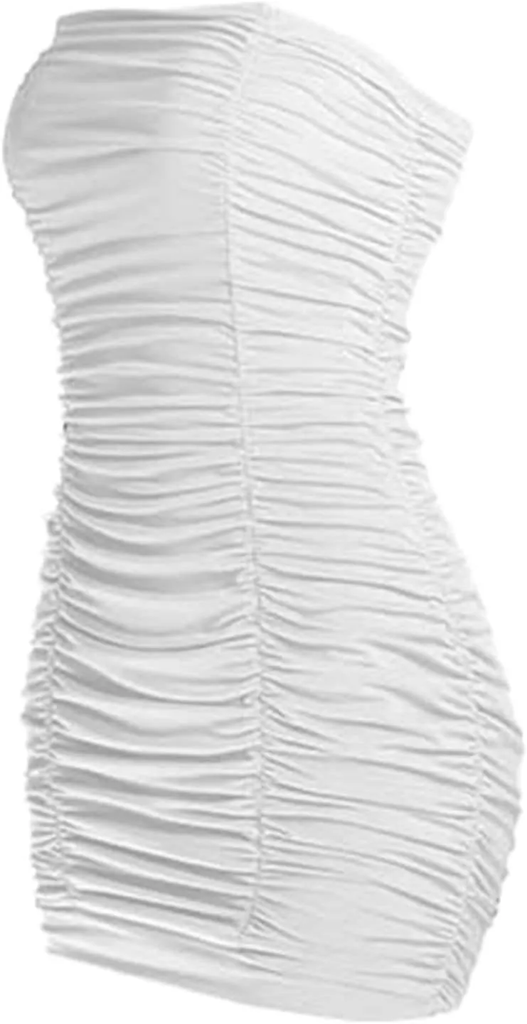 Beach Dresses for Women,2025 Summer Strapless Homecoming Sundress Satin a Line Short Prom Dresses with Pockets