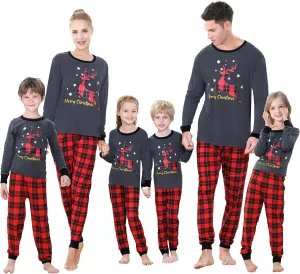 Benaive Matching Family Christmas Pajamas Set Boys Girls Holiday Pjs for Women Men Sleepwear