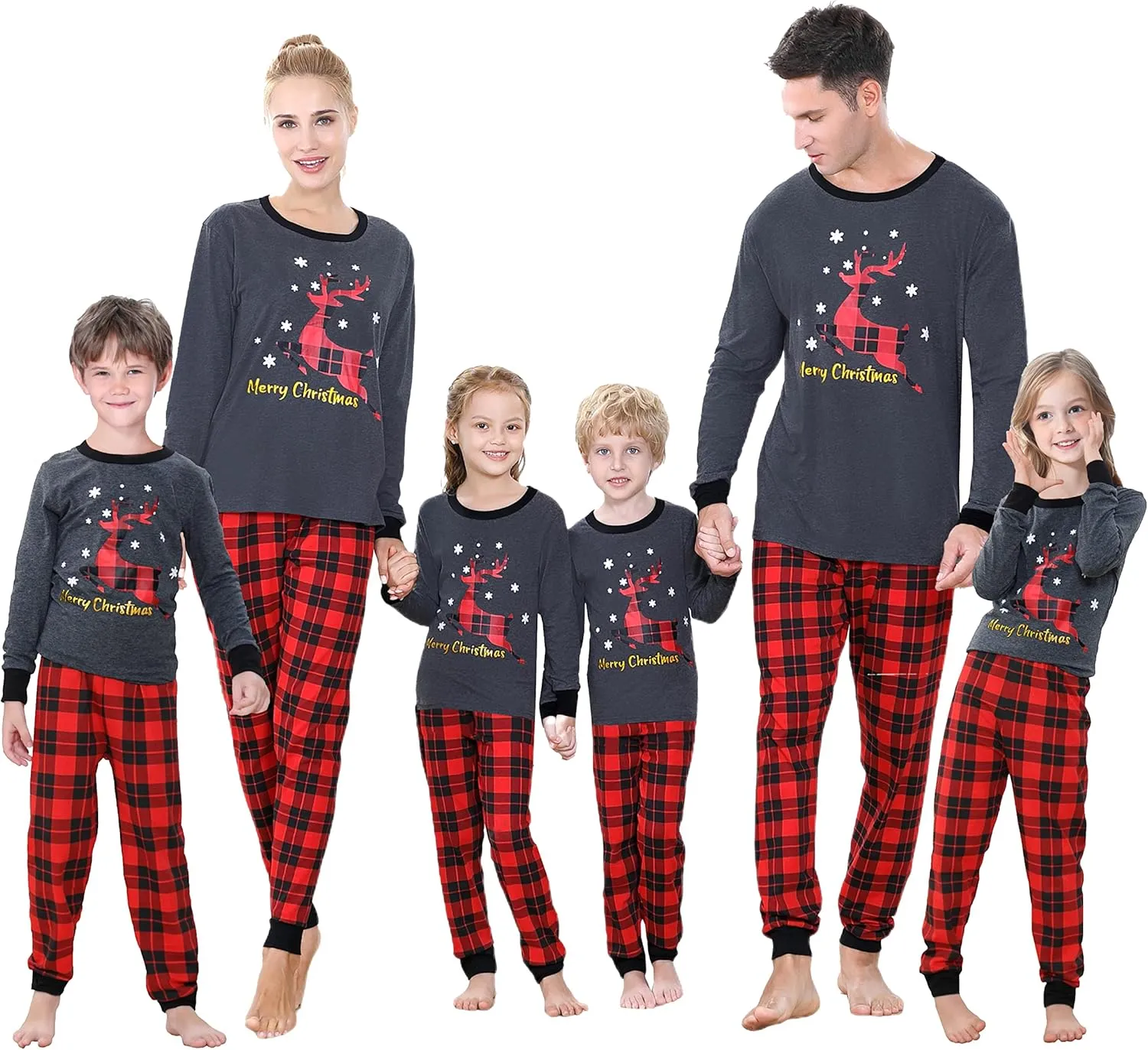 Benaive Matching Family Christmas Pajamas Set Boys Girls Holiday Pjs for Women Men Sleepwear
