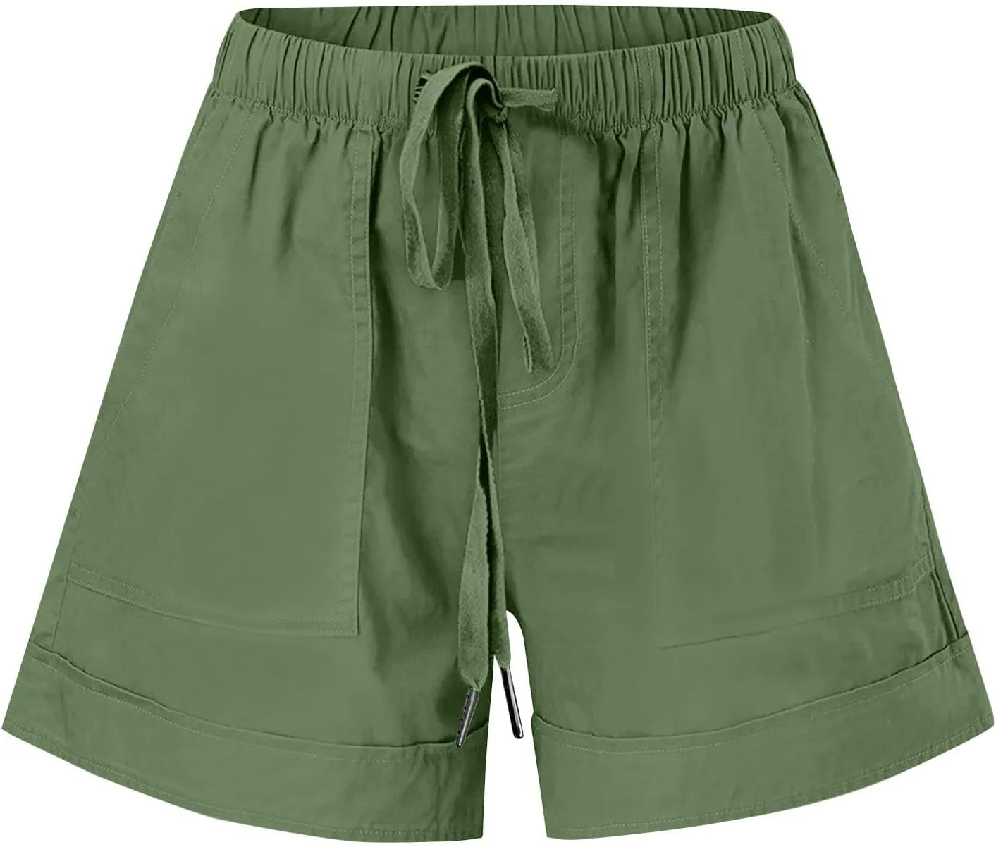 Bermuda Shorts for Women Casual Drawstring Elastic Waist Plus Size Lightweight Pants with Pockets Beach Vacation 2025