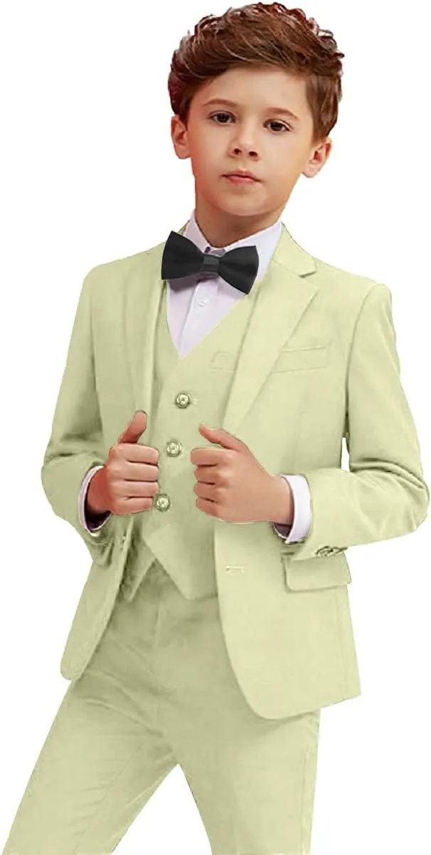Boy Suits 5 Piece Slim Fit Suit for Kids Toddler Formal Set Wedding Ring Bearer Outfit