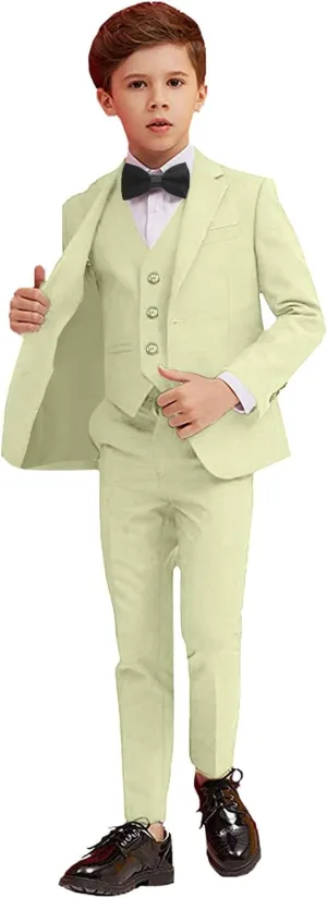 Boy Suits 5 Piece Slim Fit Suit for Kids Toddler Formal Set Wedding Ring Bearer Outfit