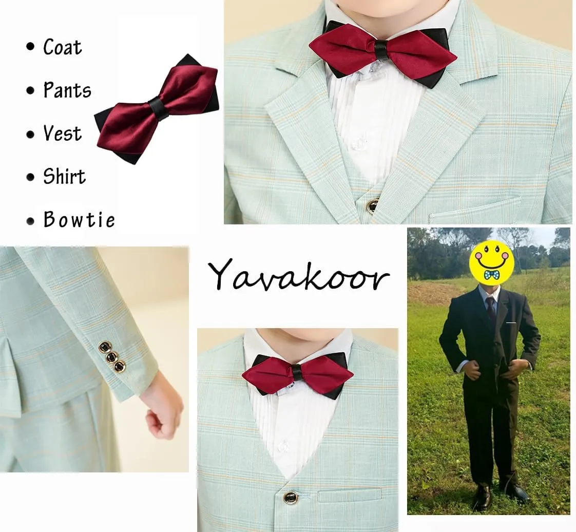 Boy Suits 5 Piece Slim Fit Suit for Kids Toddler Formal Set Wedding Ring Bearer Outfit