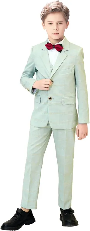 Boy Suits 5 Piece Slim Fit Suit for Kids Toddler Formal Set Wedding Ring Bearer Outfit