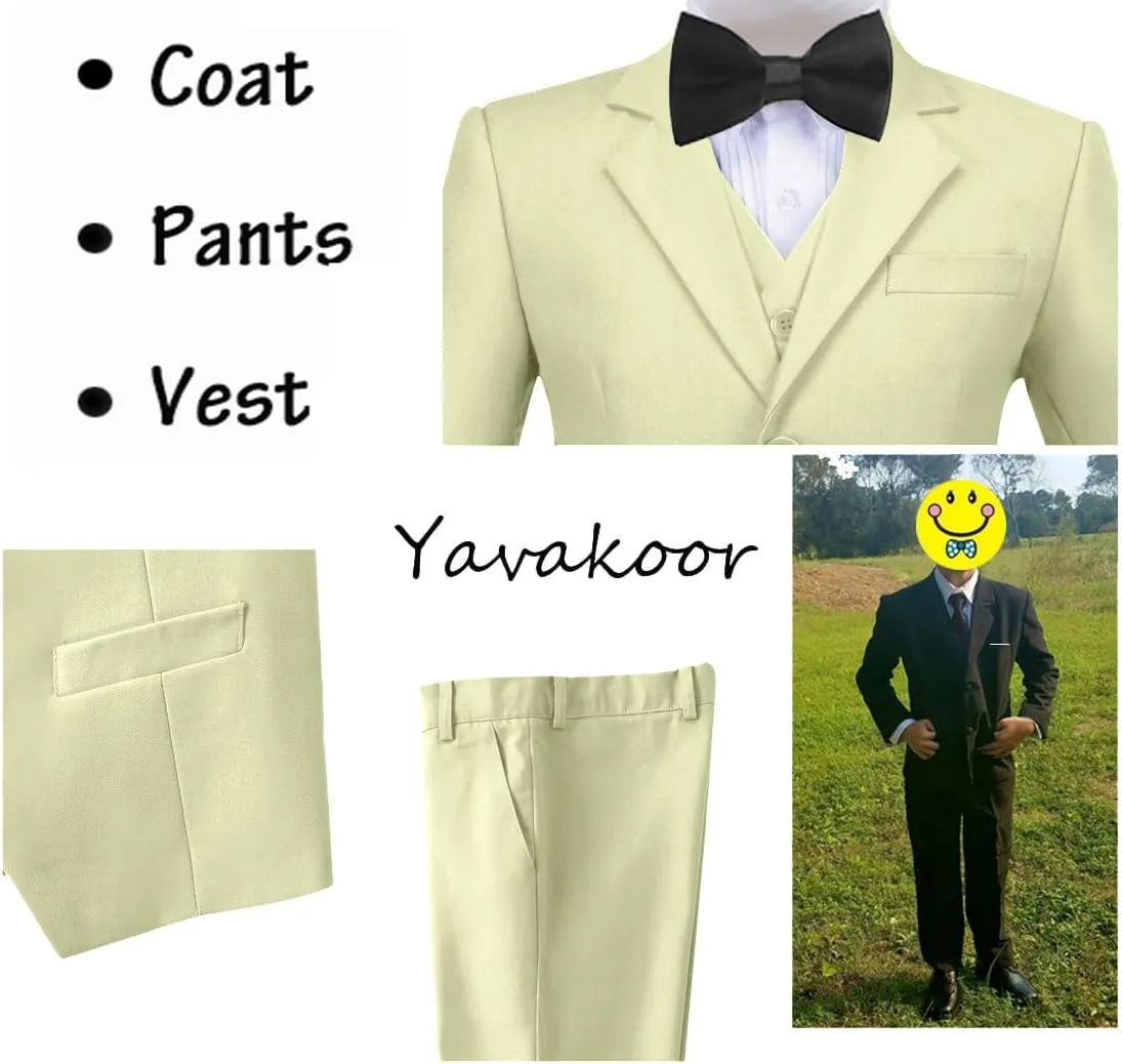 Boy Suits 5 Piece Slim Fit Suit for Kids Toddler Formal Set Wedding Ring Bearer Outfit