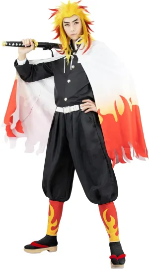 C-ZOFEK Men's US Size Cosplay Costume Kimono Kaori Cloak with Black Suit and Belt for Halloween