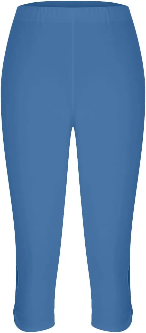 Capri Leggings for Women High Waist Stretch Workout Bottom Cropped Trousers Side Hollow Out Hem Slimming Yoga Pants