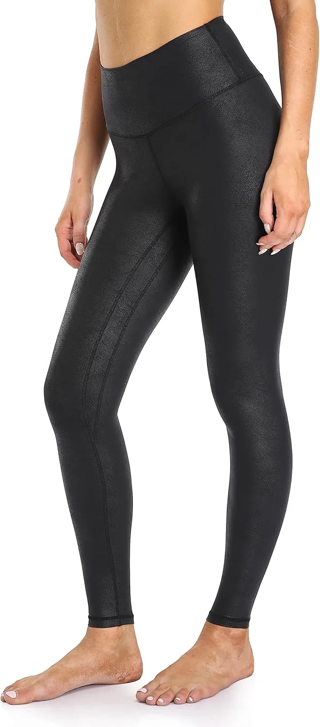 Colorfulkoala Women's High Waisted Matte Faux Leather Leggings Full Length Yoga Pants