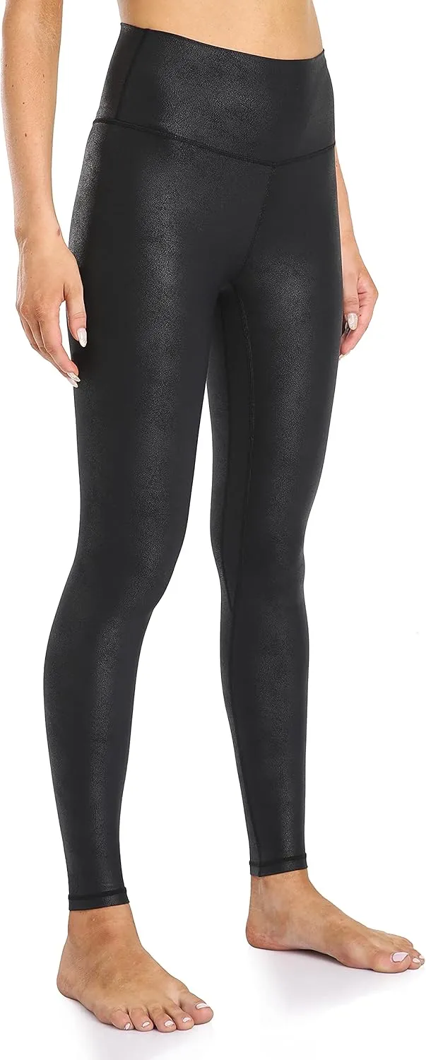 Colorfulkoala Women's High Waisted Matte Faux Leather Leggings Full Length Yoga Pants