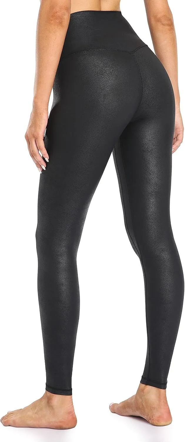 Colorfulkoala Women's High Waisted Matte Faux Leather Leggings Full Length Yoga Pants