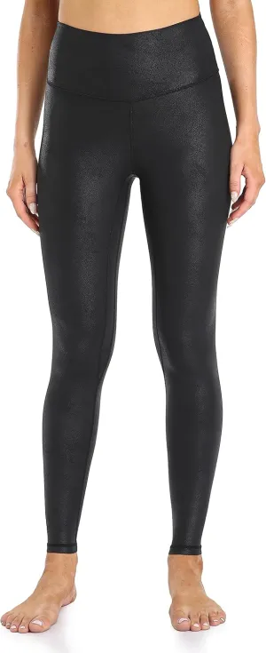 Colorfulkoala Women's High Waisted Matte Faux Leather Leggings Full Length Yoga Pants