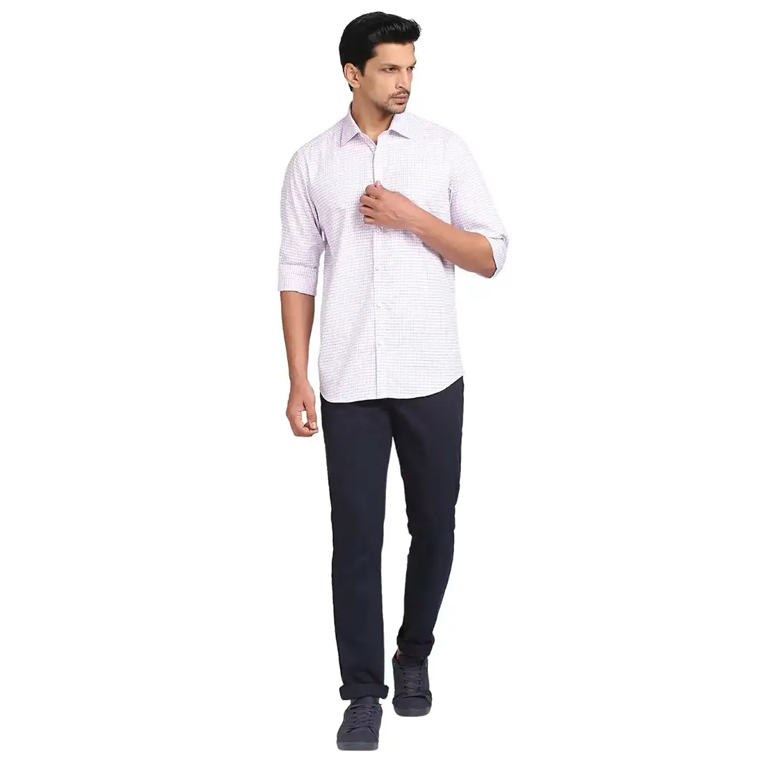 Colorplus Men Pink Tailored Fit Cotton Casual Shirt