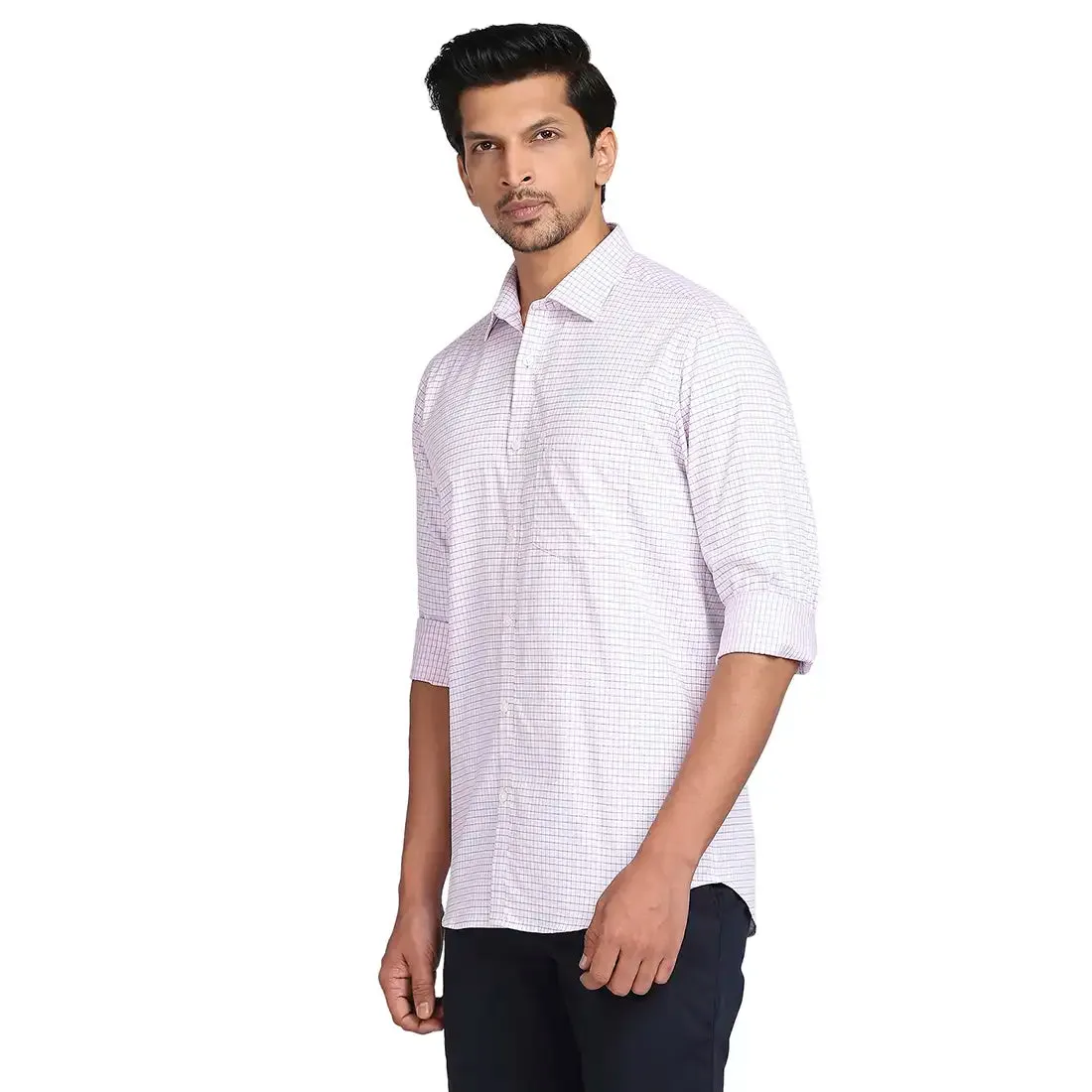 Colorplus Men Pink Tailored Fit Cotton Casual Shirt