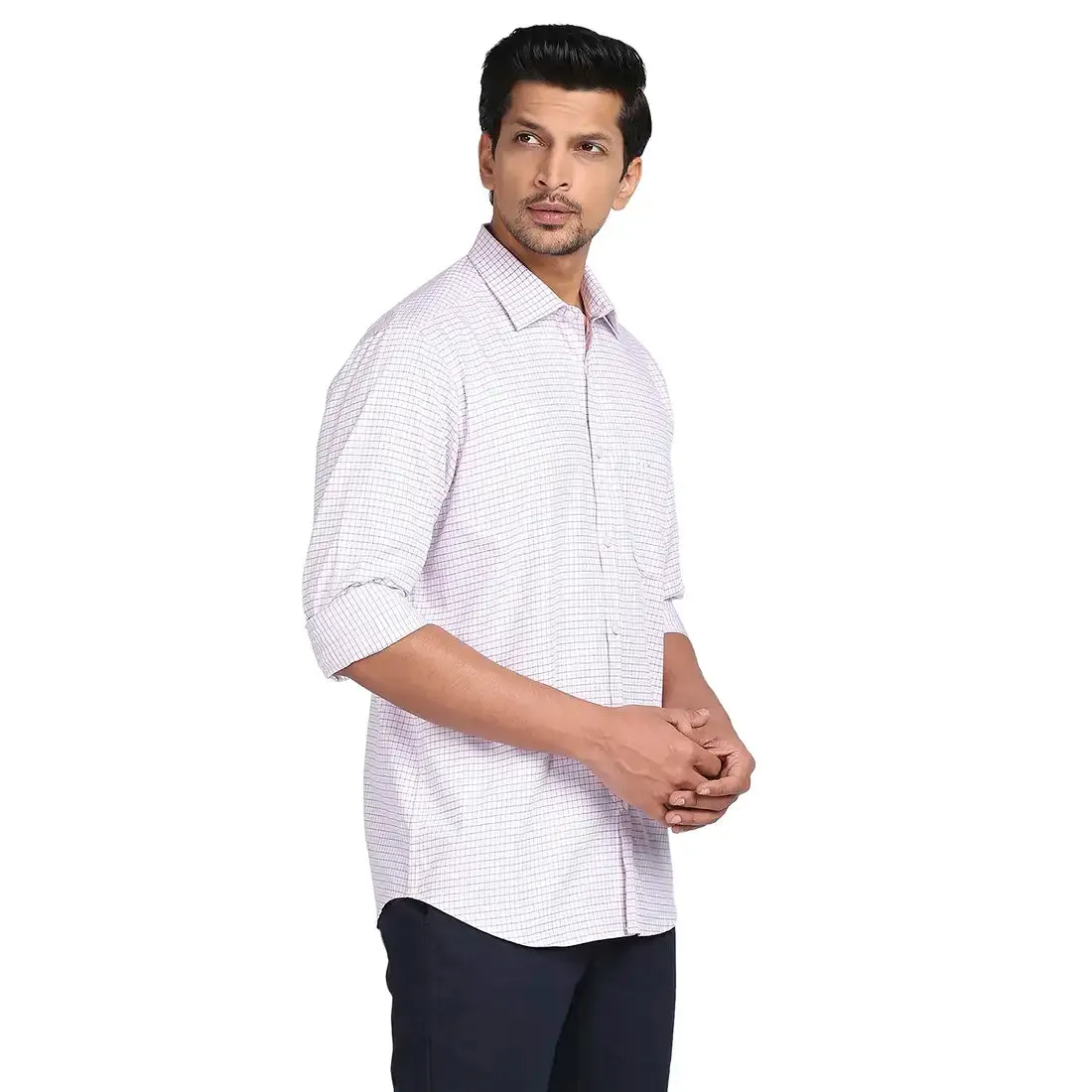 Colorplus Men Pink Tailored Fit Cotton Casual Shirt