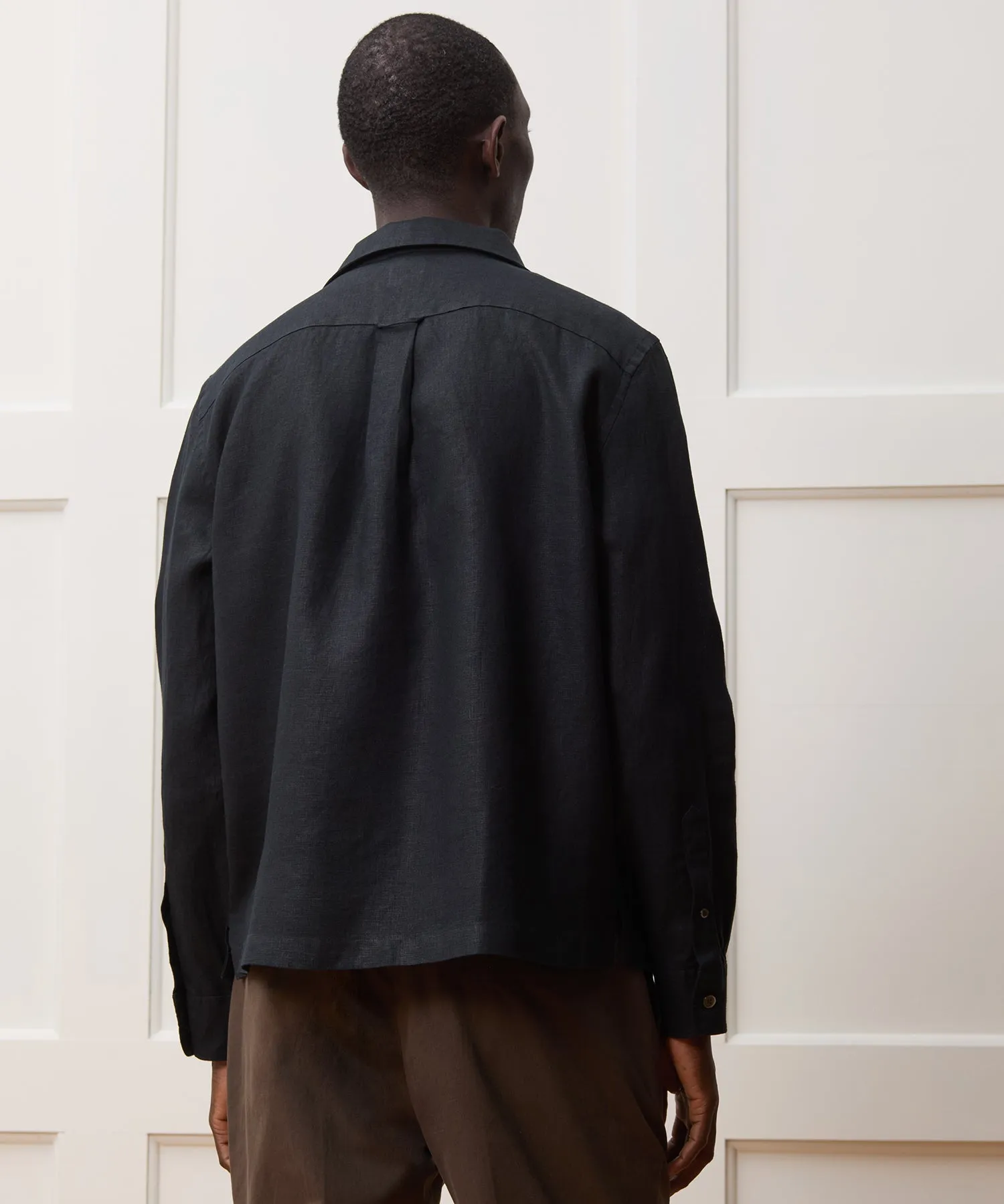 Cropped Sea Soft Irish Linen Camp Collar Shirt