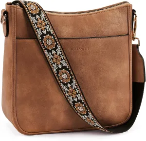 Crossbody Bags for Women  Vegan Leather Shoulder Handbags with Wide Strap, Trendy Hobo Purses with Multiple Pockets