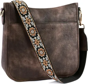 Crossbody Bags for Women  Vegan Leather Shoulder Handbags with Wide Strap, Trendy Hobo Purses with Multiple Pockets