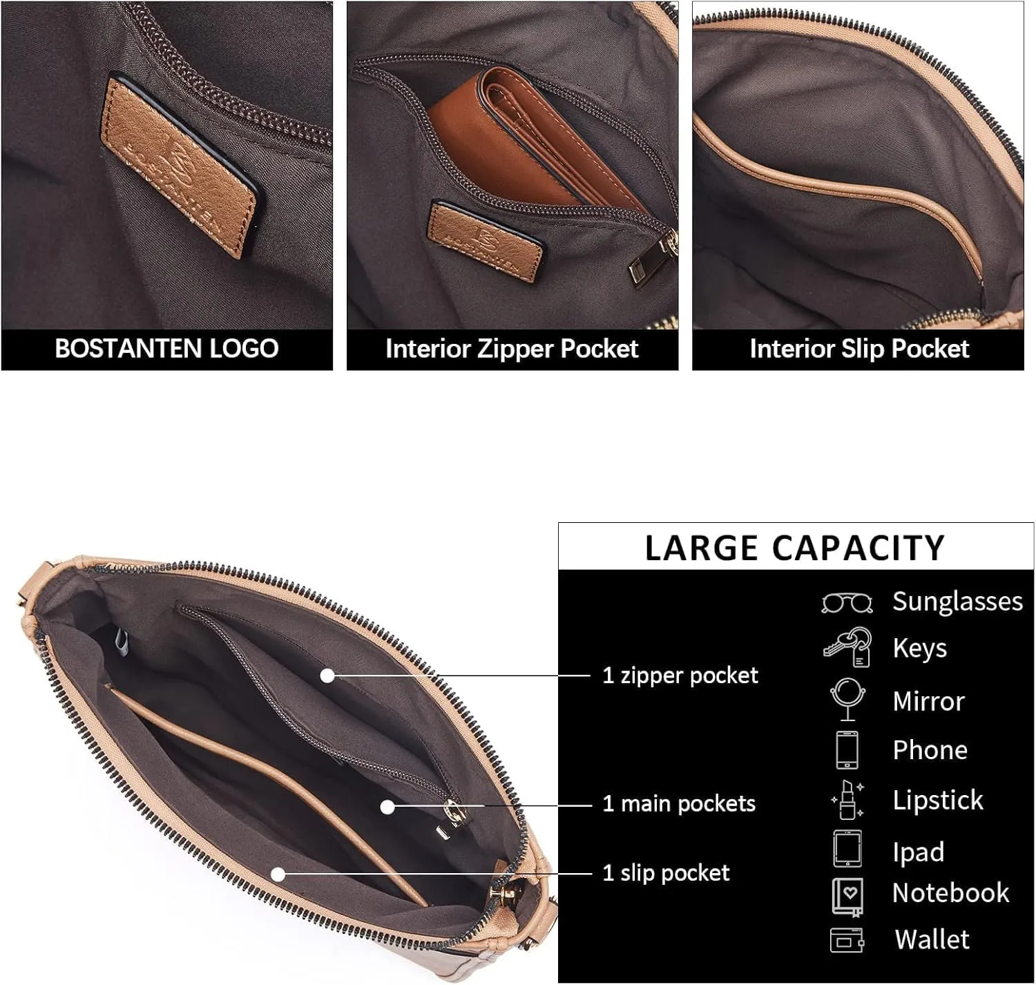 Crossbody Bags for Women  Vegan Leather Shoulder Handbags with Wide Strap, Trendy Hobo Purses with Multiple Pockets