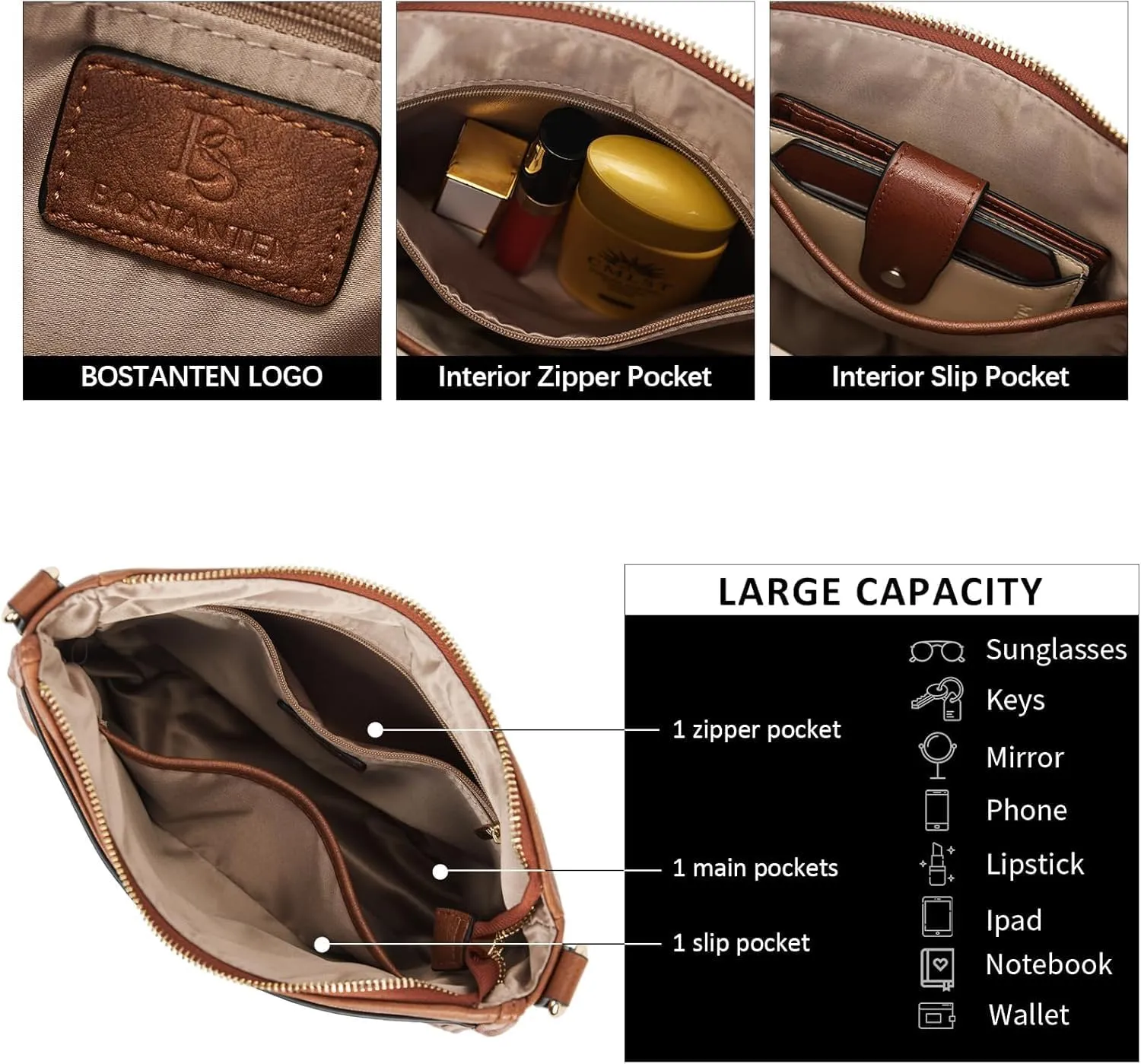 Crossbody Bags for Women  Vegan Leather Shoulder Handbags with Wide Strap, Trendy Hobo Purses with Multiple Pockets