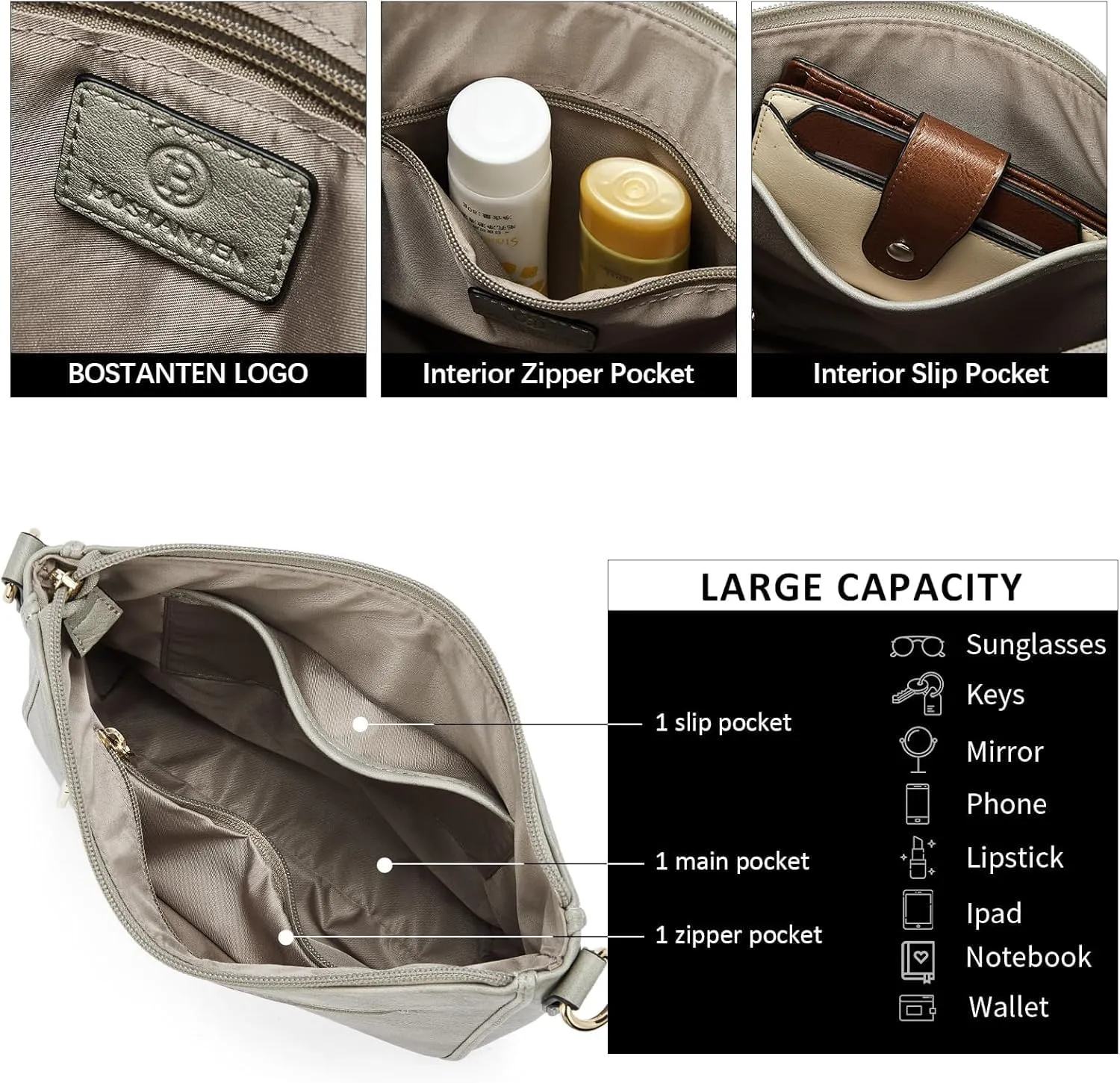 Crossbody Bags for Women  Vegan Leather Shoulder Handbags with Wide Strap, Trendy Hobo Purses with Multiple Pockets