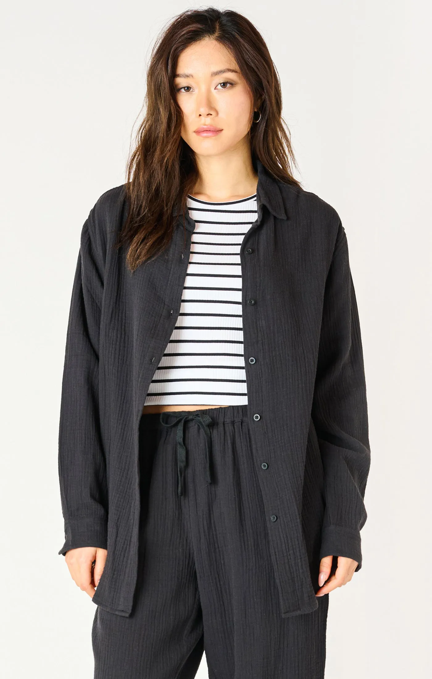 DEX Textured Button Up || Black