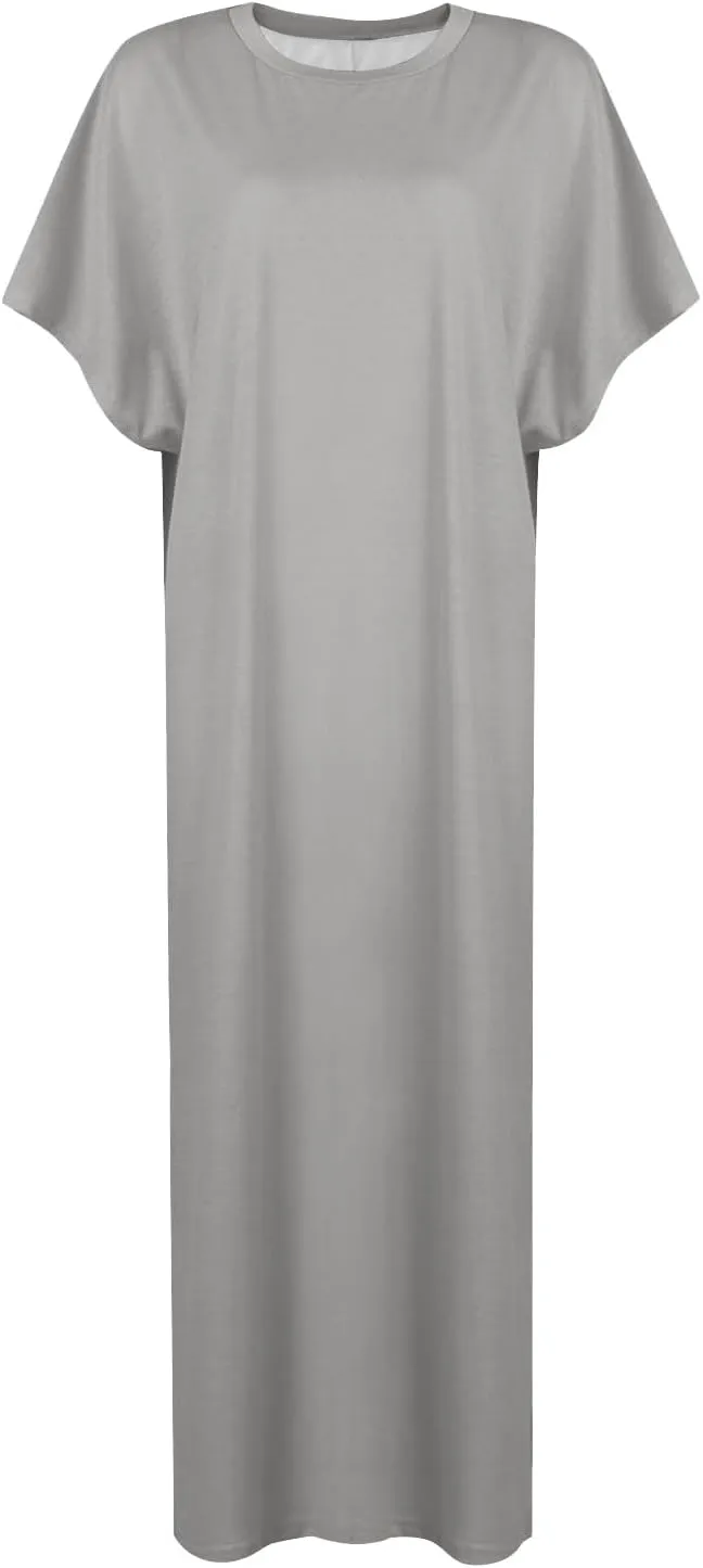 Dresses for Women 2024 Casual, Summer Solid Hawaiian Beach Cocktail Dress Crewneck Batwing Sleeve Slit Long Dresses