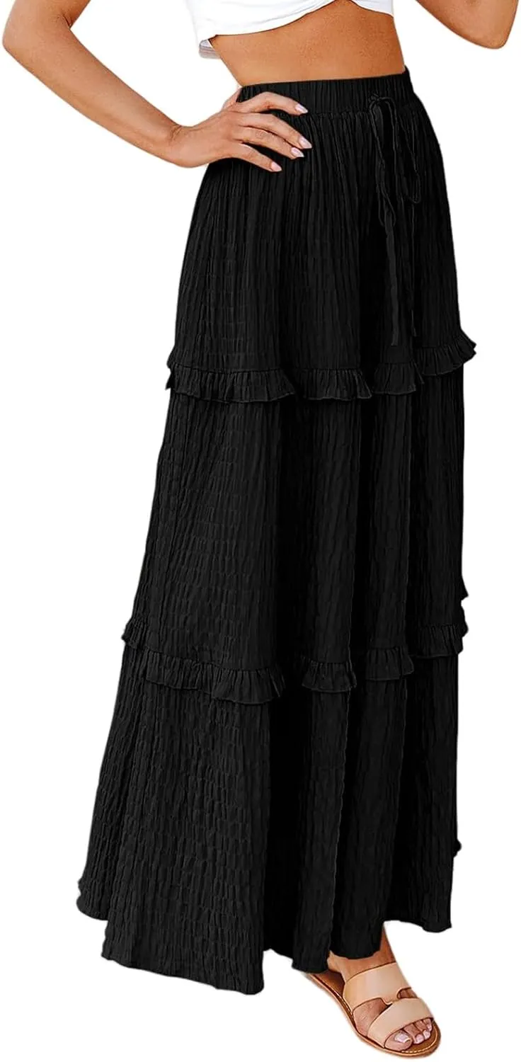 Flowy Long Skirt for Women Summer Elegant High-Waisted Dress A-Line Skirt Cocktail Wedding Guest Flared Beach Dresses