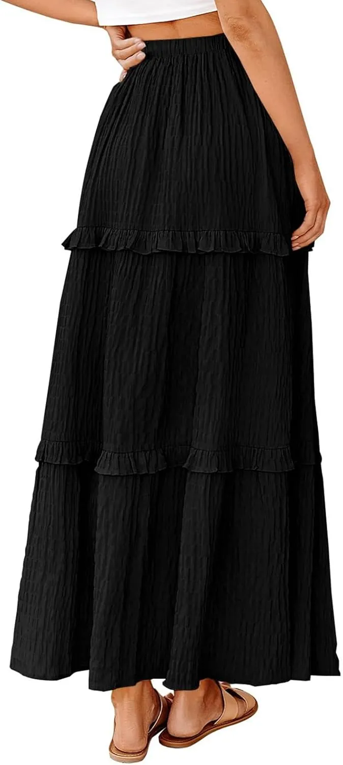 Flowy Long Skirt for Women Summer Elegant High-Waisted Dress A-Line Skirt Cocktail Wedding Guest Flared Beach Dresses