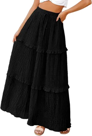 Flowy Long Skirt for Women Summer Elegant High-Waisted Dress A-Line Skirt Cocktail Wedding Guest Flared Beach Dresses