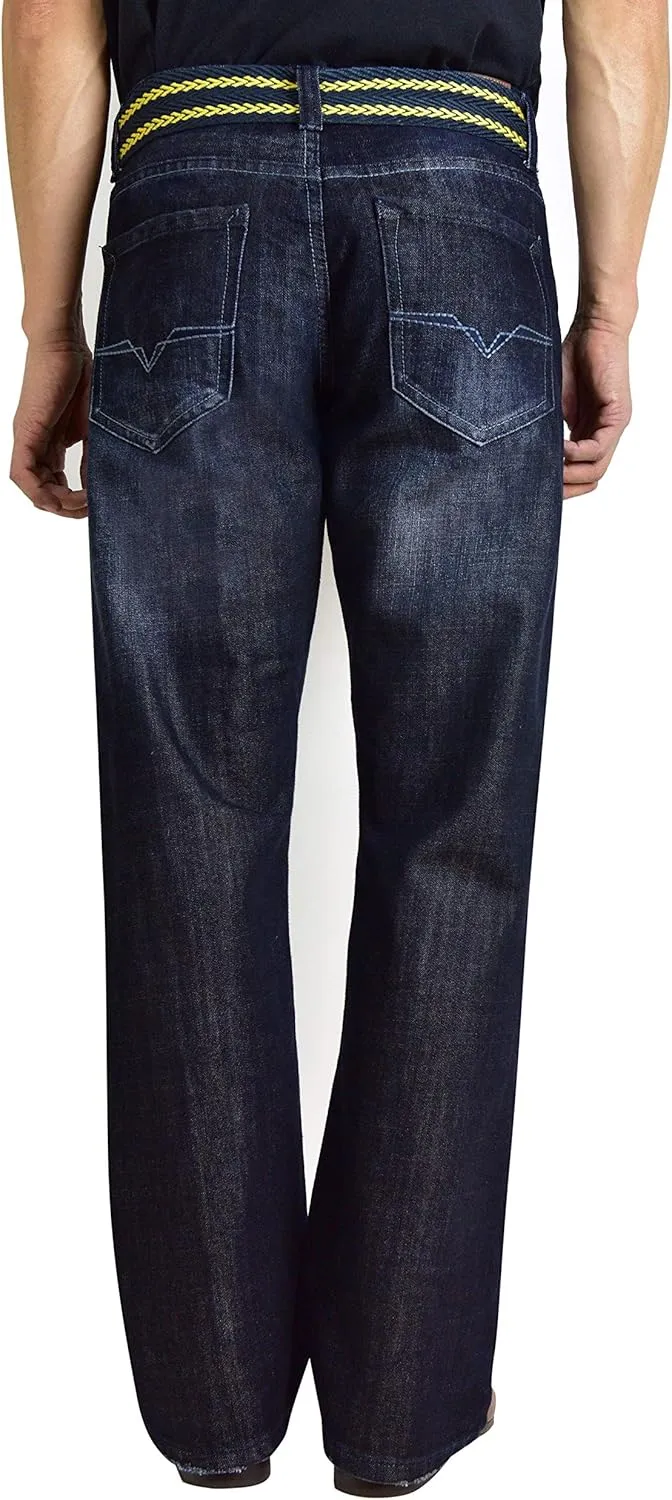 Flypaper Mens Fashion Bootcut Blue Jeans Regular Fit Mens Work Pants