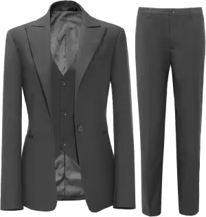 Formal Business Women Suit Set Office Work 3 Pieces Set Notch Lapel Single Breasted Vest Lady Suits Wedding Tuxedos Party