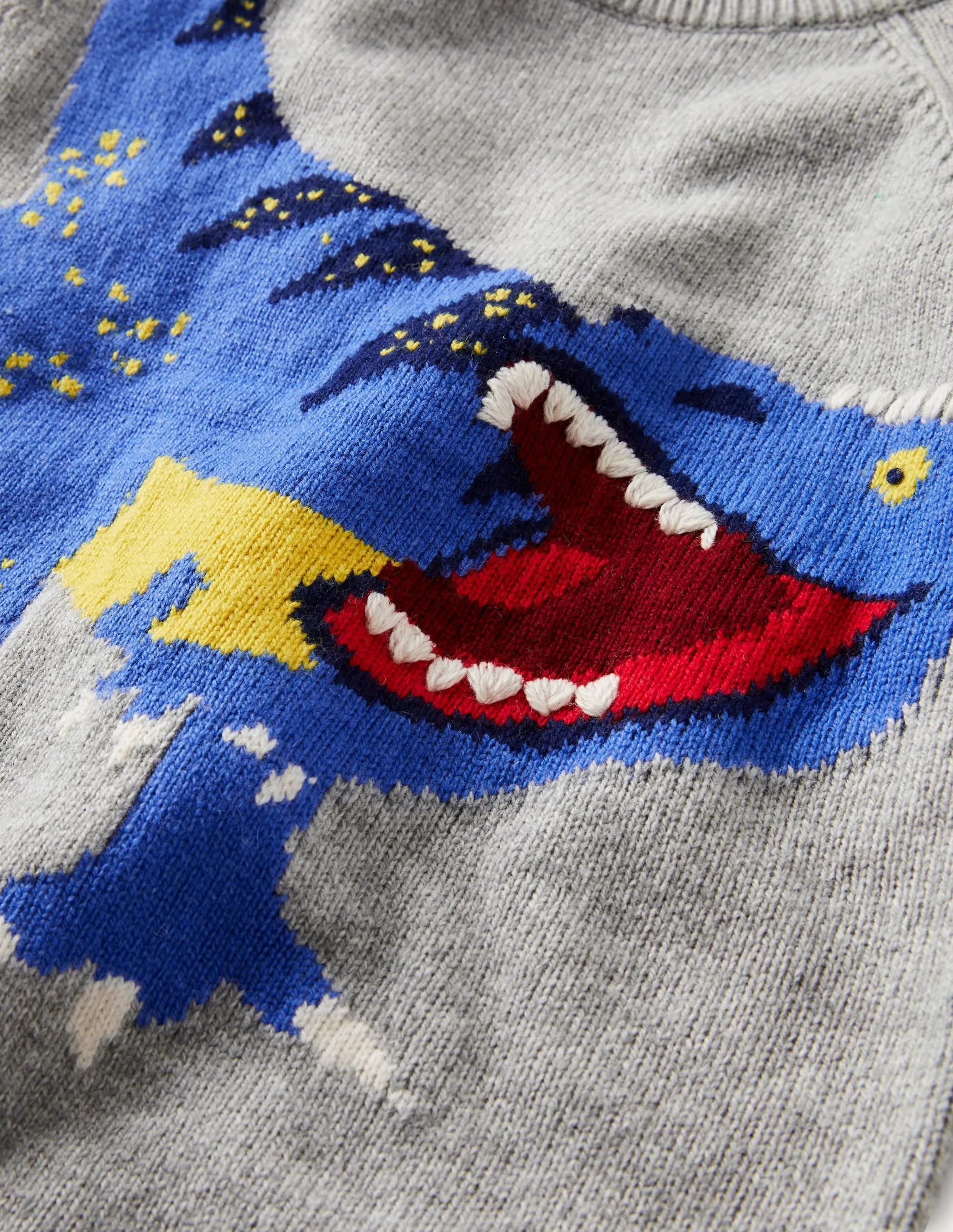 Fun Jumper-Grey Melange Dinosaur