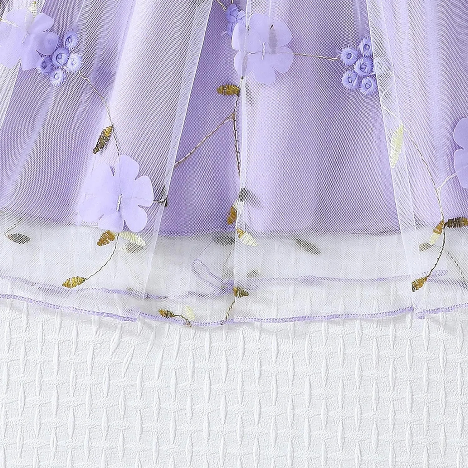 Girls Ruffle One Shoulder Summer Cute Floral Tulle Dress Kids Baby Toddler A-Line Mesh Party Dresses for 2-8 Years
