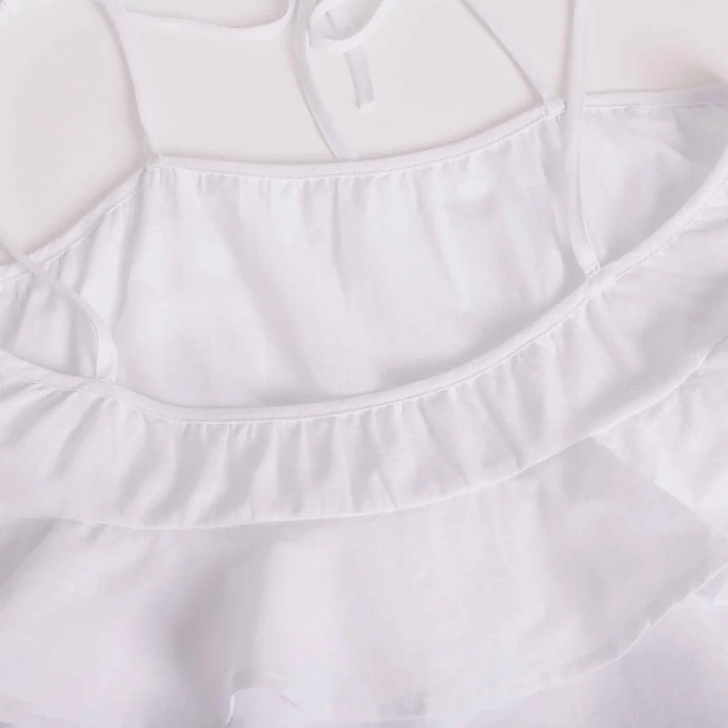 HGps8w Cute Layered Mini Dress for Women Tiered Ruffle Spaghetti Tie Strap Sleeveless Skater Mini Dresses