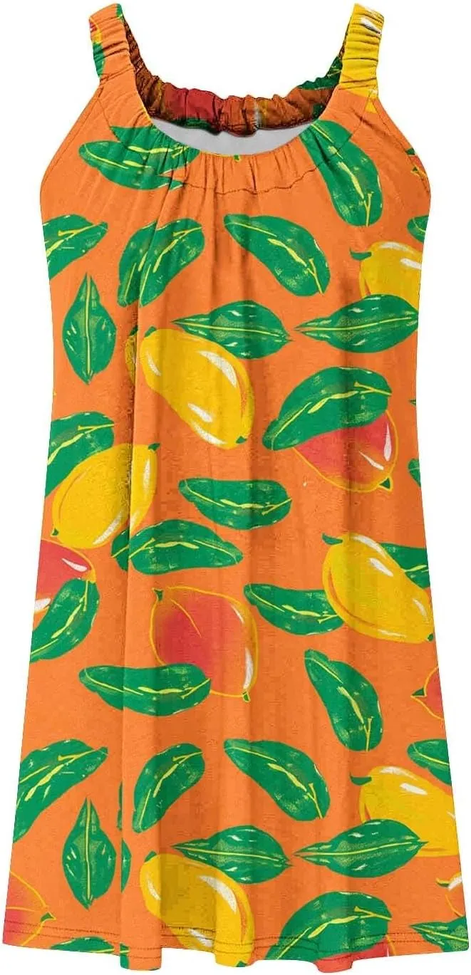 hlysgo Beach Dresses for Women 2025 Vacation Summer Sleeveless Mini Sundresses Trendy Floral Printed Swimsuit Coverup Dress