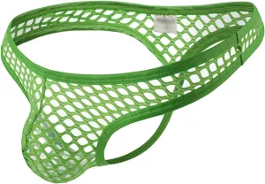 JEsilunmaMY Hollow Bikini Briefs for Men Low Rise Fishnet U Convex Pouch G-Strings Thong Mesh Transparent Underwear Swimwear (Green,Medium)