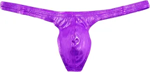 JEsilunmaMY Low Rise G-String for Men Shiny Leather U Convex Pouch T-Back Thongs Stretch Bikini Briefs Underwear Swimsuit