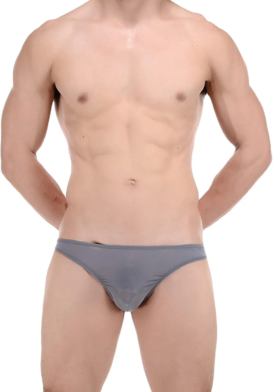 JEsilunmaMY Low Waist Briefs for Men Mesh Sheer Ice Silk U Convex Sexy Lingerie Solid Color See Through Stretch Underwear