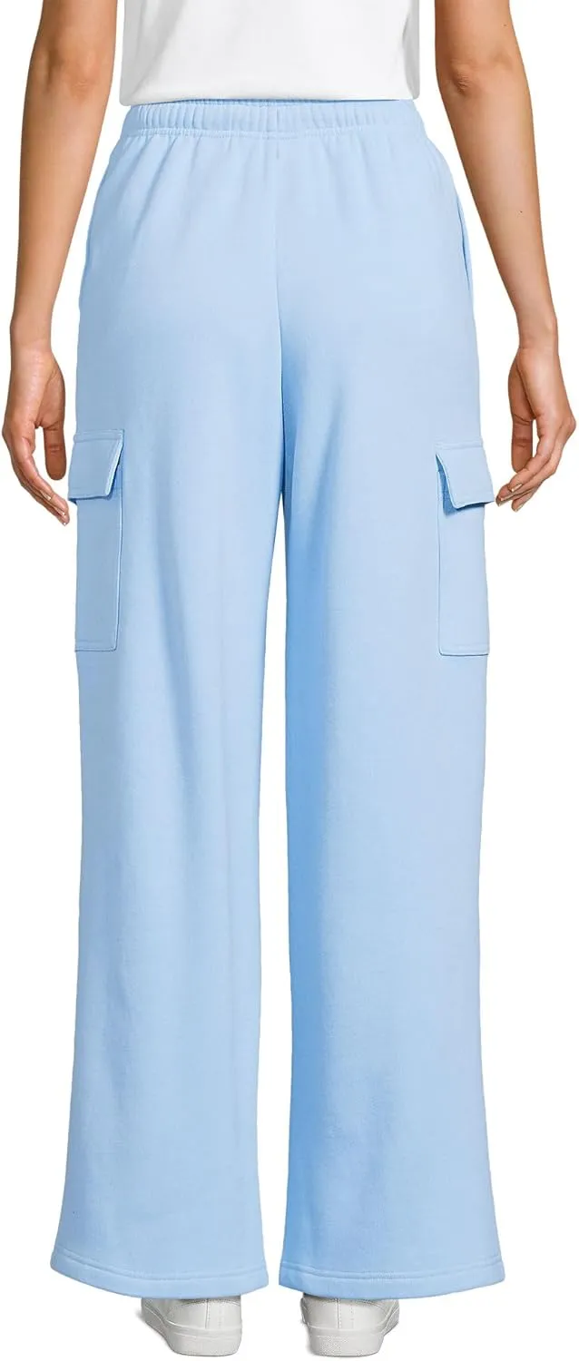 Lands' End Women's Serious Sweats High Rise Wide Leg Cargo Pants