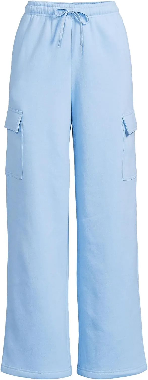 Lands' End Women's Serious Sweats High Rise Wide Leg Cargo Pants
