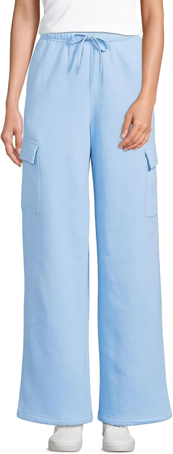 Lands' End Women's Serious Sweats High Rise Wide Leg Cargo Pants