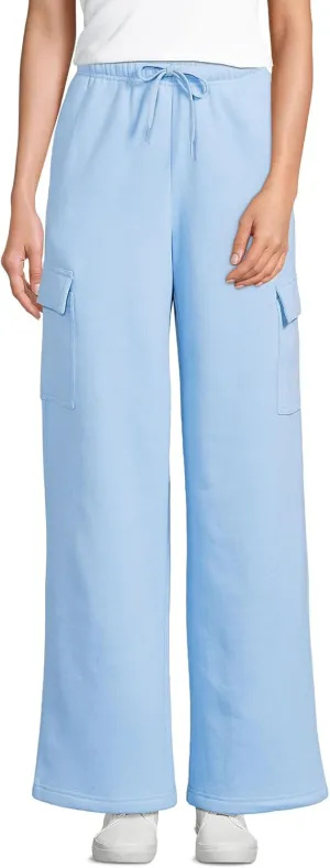 Lands' End Women's Serious Sweats High Rise Wide Leg Cargo Pants