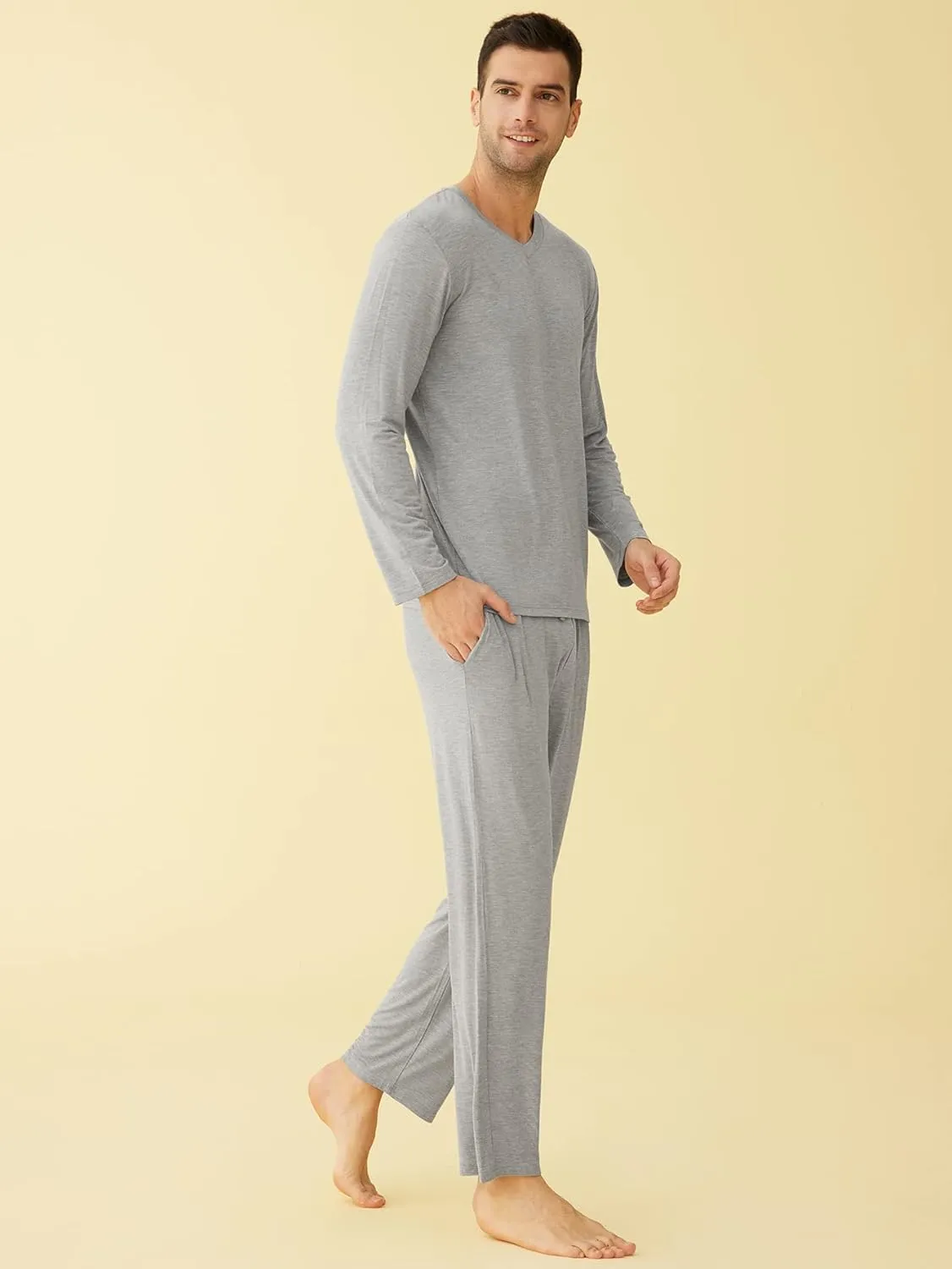 Latuza Men's Viscose Long Sleeves Shirt Pajamas Pants Lounge Set