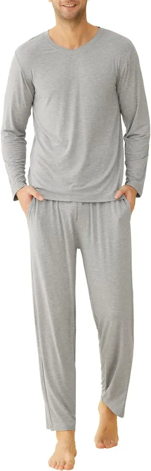 Latuza Men's Viscose Long Sleeves Shirt Pajamas Pants Lounge Set
