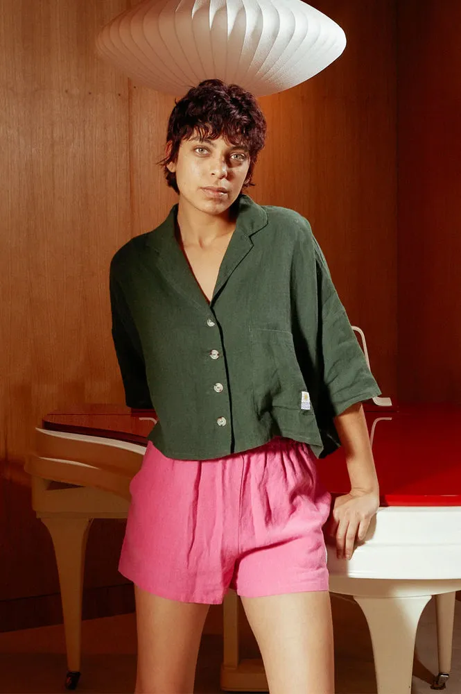 L.F. Markey Maxim Hunter Green Linen Shirt