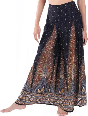 LOFBAZ Women's Wide Leg Palazzo Pants Yoga Lounge Hippie Harem Flowy Trousers